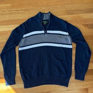 Eddie Bauer Men's Navy and Gray Zip-Up Sweater